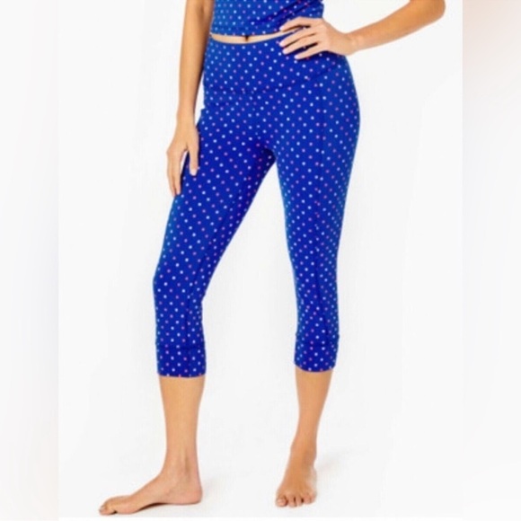 Lilly Pulitzer Luxletic High Rise Cropped Leggings NWT Size XS Borealis Blue - Picture 3 of 9
